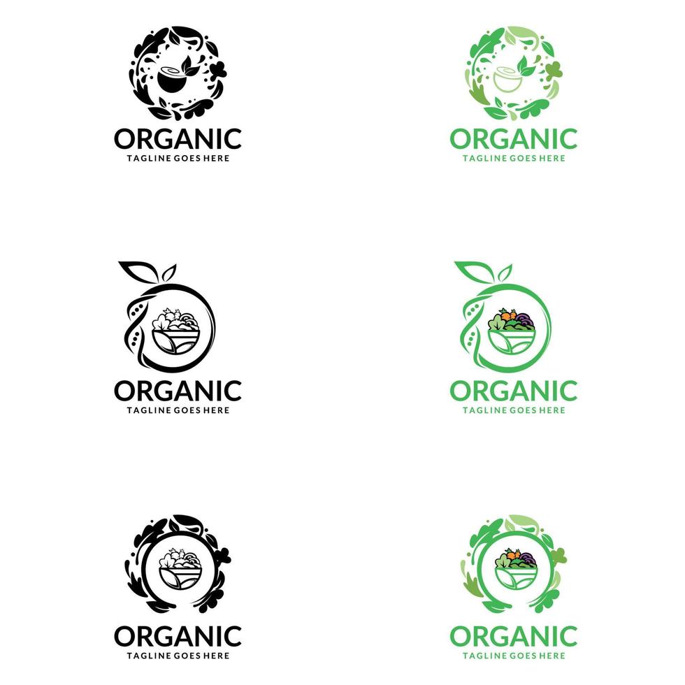 Healthy Food Vector. Vector icon template for vegan restaurant, diet menu, natural products.