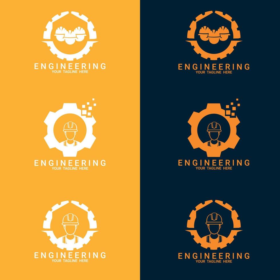 conjunto vectorial de plantilla de diseño de logotipo de ingeniero. adecuado para el logotipo de la empresa, impresión, digital, icono, aplicaciones y otros fines de material de marketing. vector