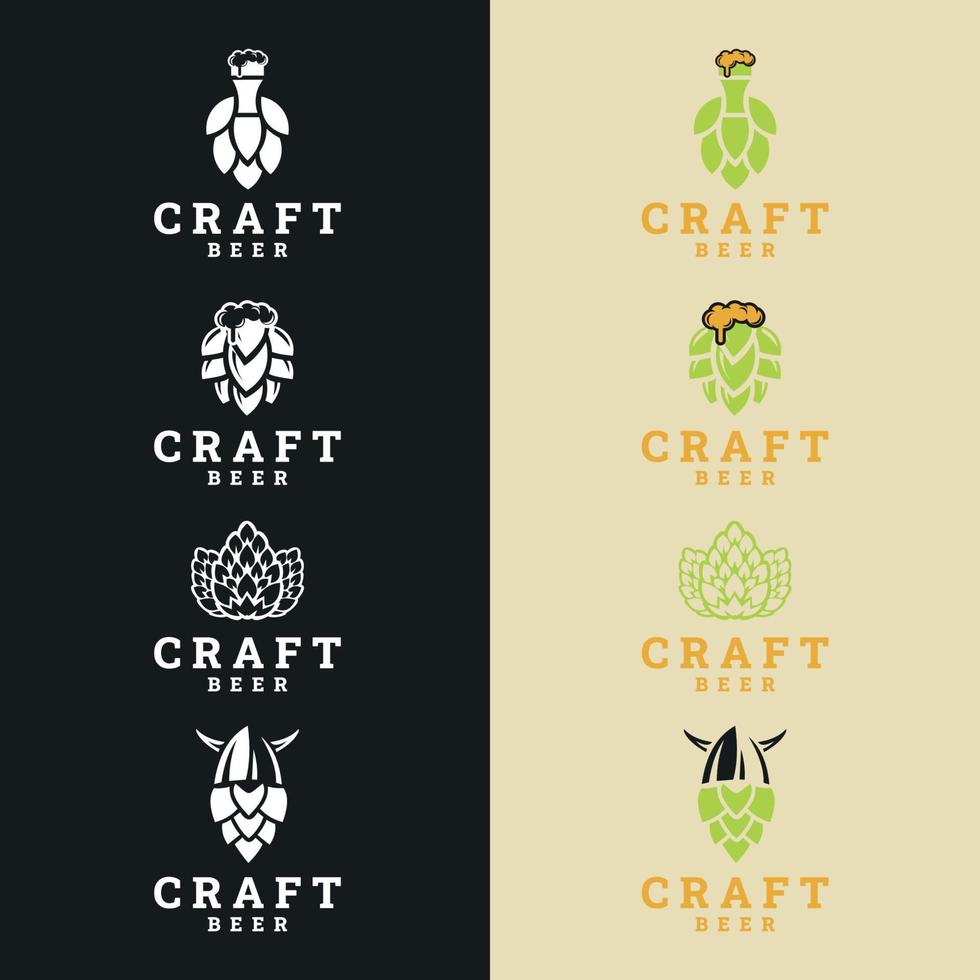 establecer el logo de la cerveza. logo de cerveza artesanal, símbolos, íconos, etiquetas de pub, colección de insignias. plantilla de signos de negocio de cerveza, logotipo, concepto de identidad de cervecería vector