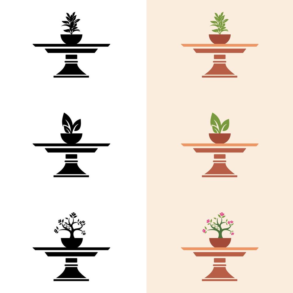 icono negro del jarrón de plantas. planta sobre un fondo blanco, estilo plano. vector