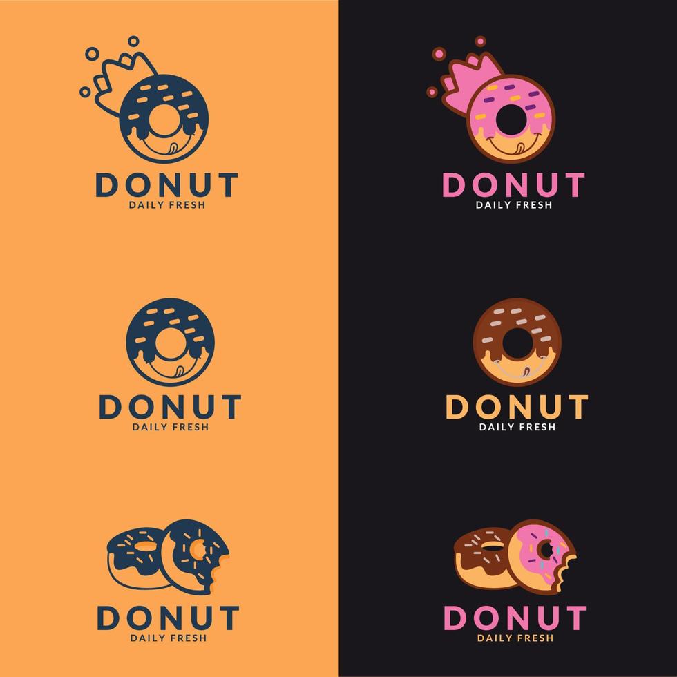 plantilla de vector de logotipo de donuts. conjunto vectorial de logos donuts , café , snack , menú