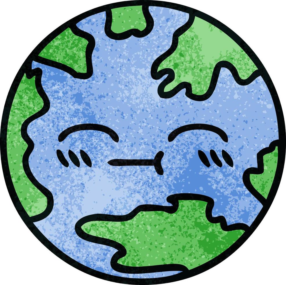 retro grunge textura dibujos animados planeta tierra vector