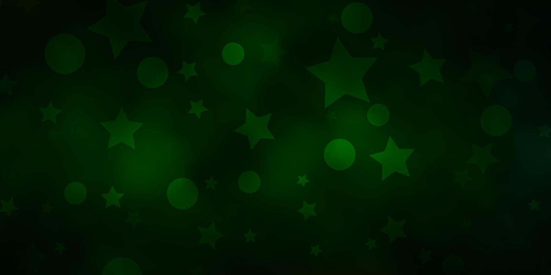 patrón de vector verde oscuro, rojo con círculos, estrellas.