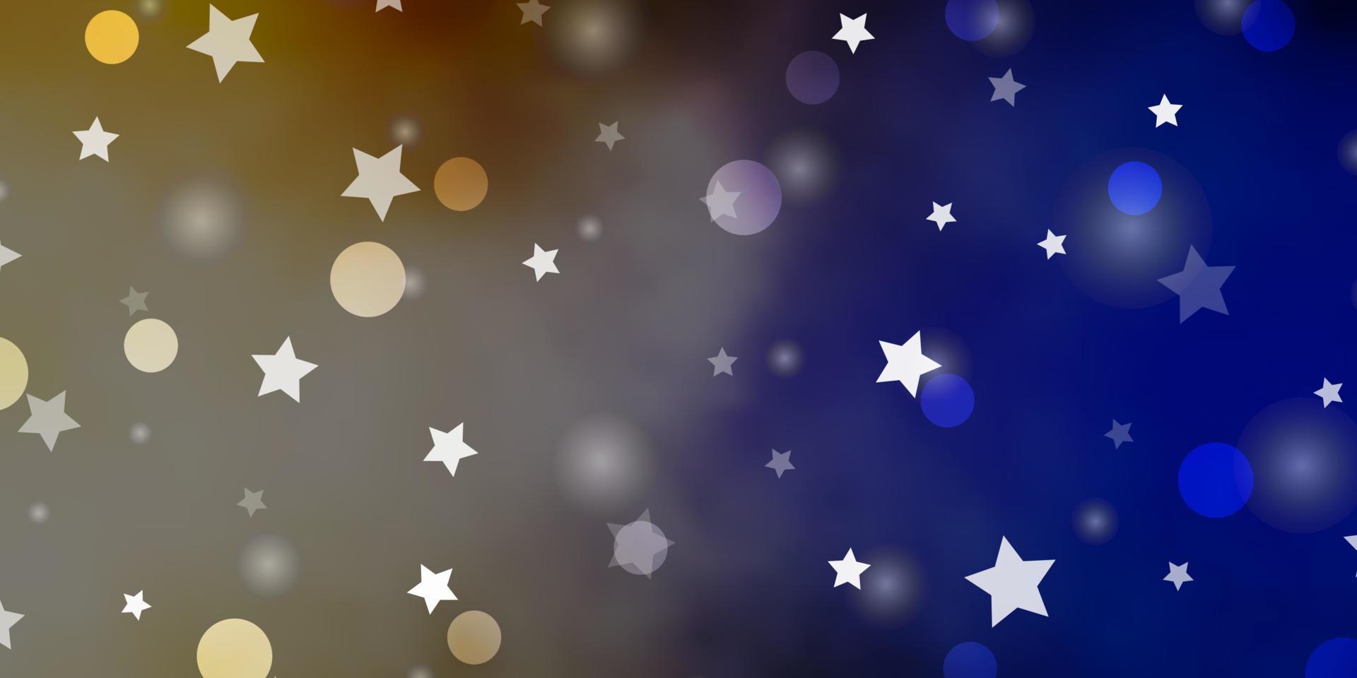 Light Blue, Yellow vector texture with circles, stars.