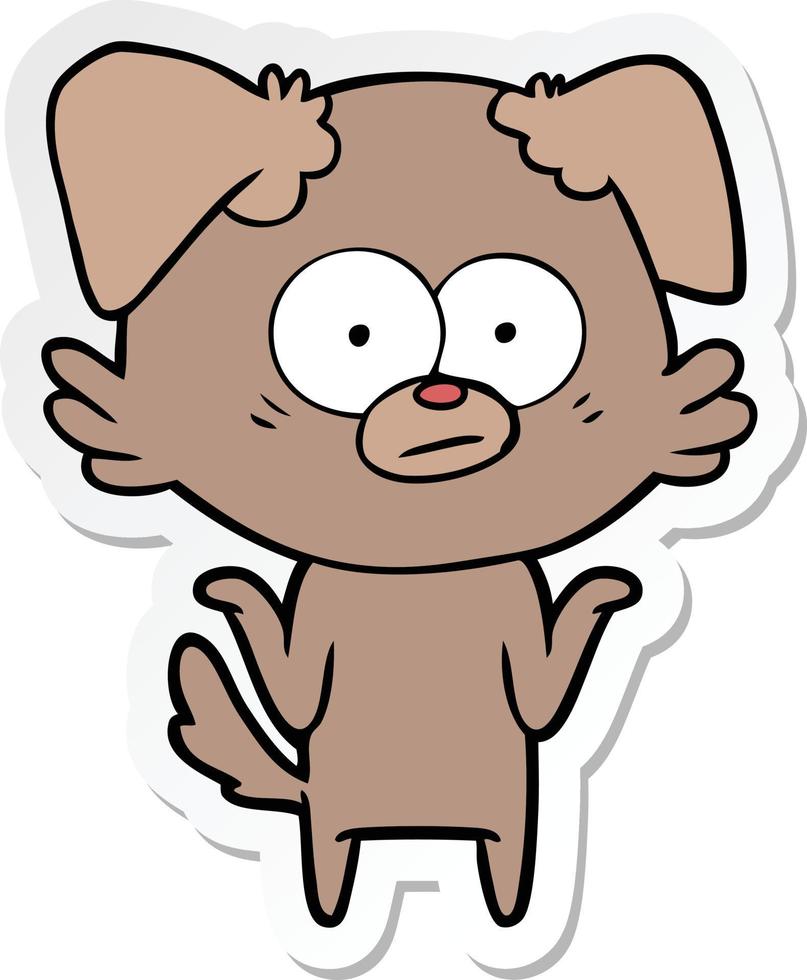 sticker of a nervous dog cartoon vector