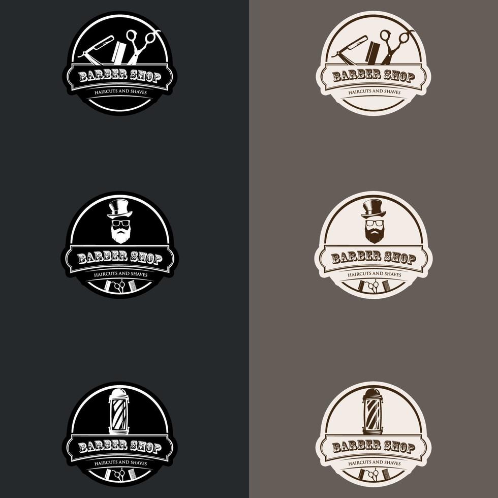 Set of vintage barber shop badges and emblems. logo design premium vector