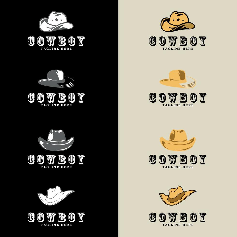 ilustración de icono de diseño de logotipo de sombrero de vaquero minimalista. conjunto de logo de sombrero de vaquero vector