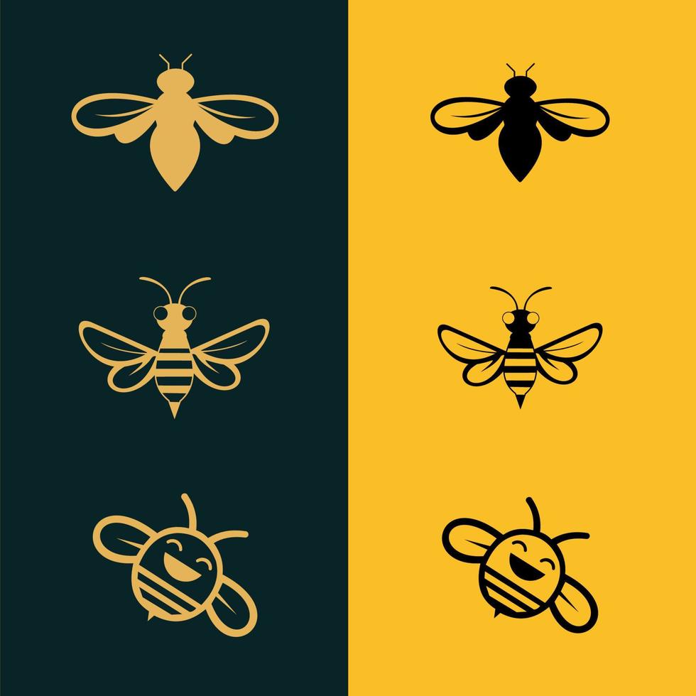 Bee logo concepts minimalis simply. suitable for company logo, print, digital, icon, apps, and other marketing material purpose. Bee logo set. vector