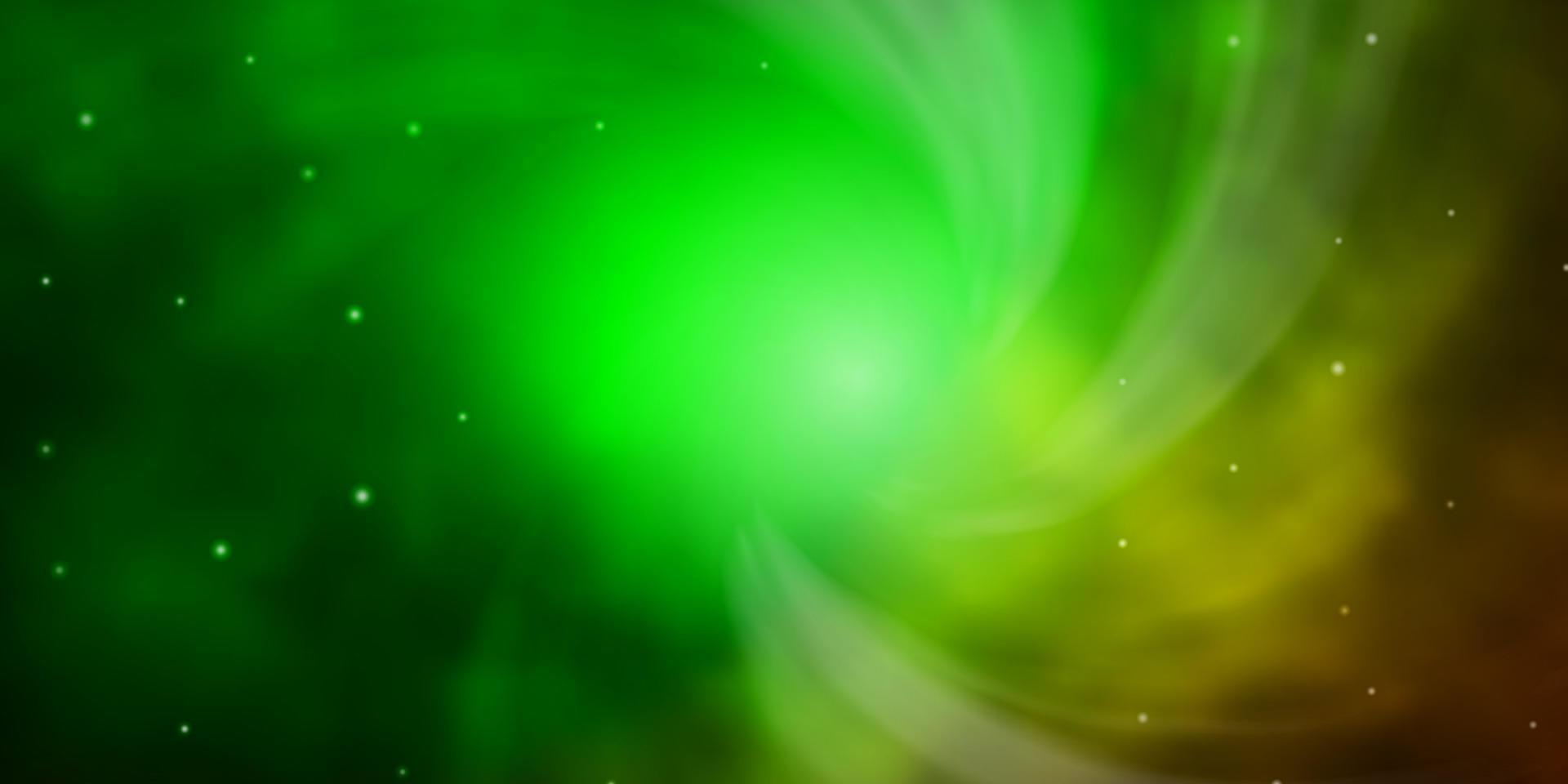 Fondo de vector verde oscuro con estrellas pequeñas y grandes.