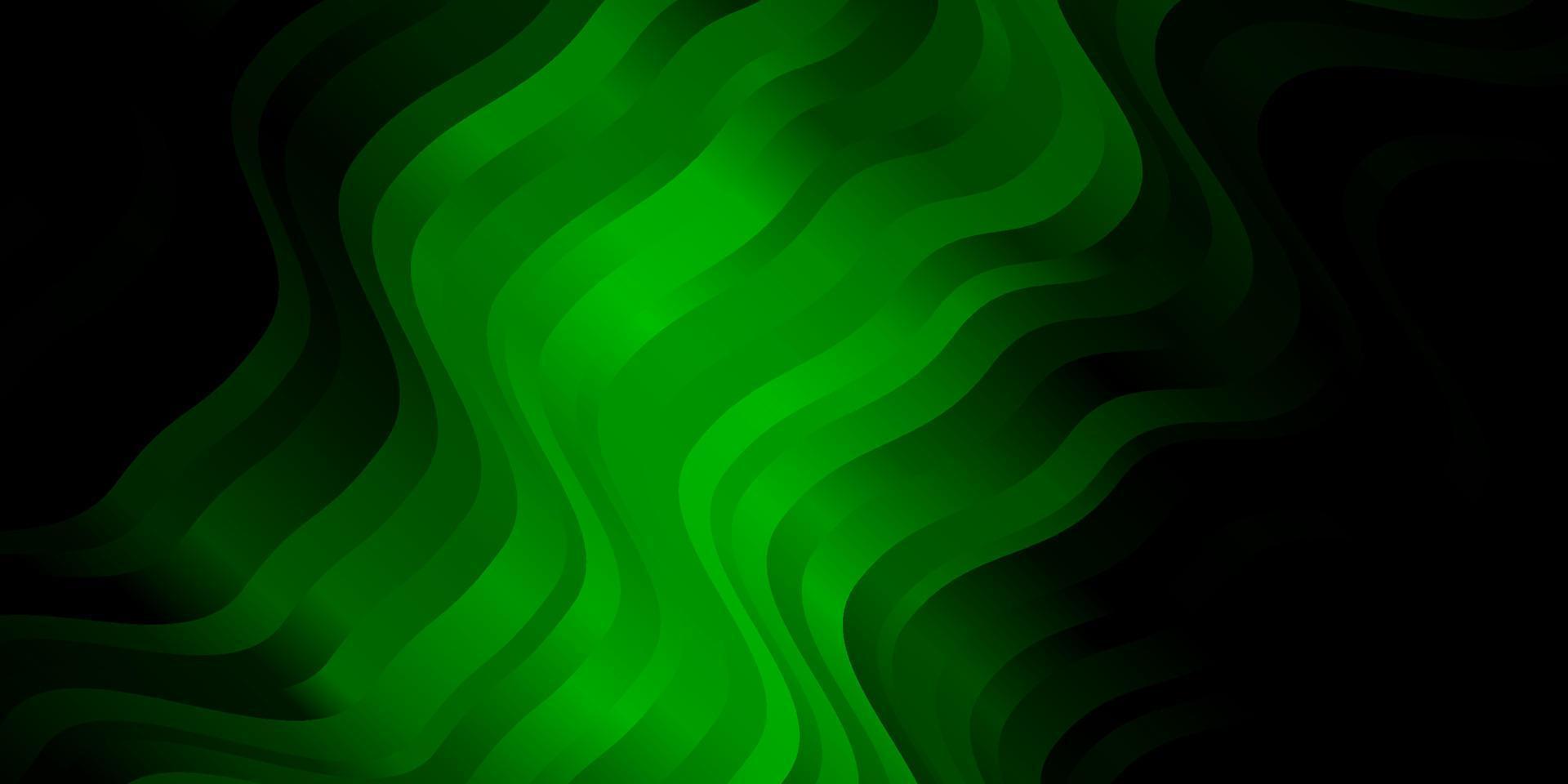 Dark Green vector background with curves.