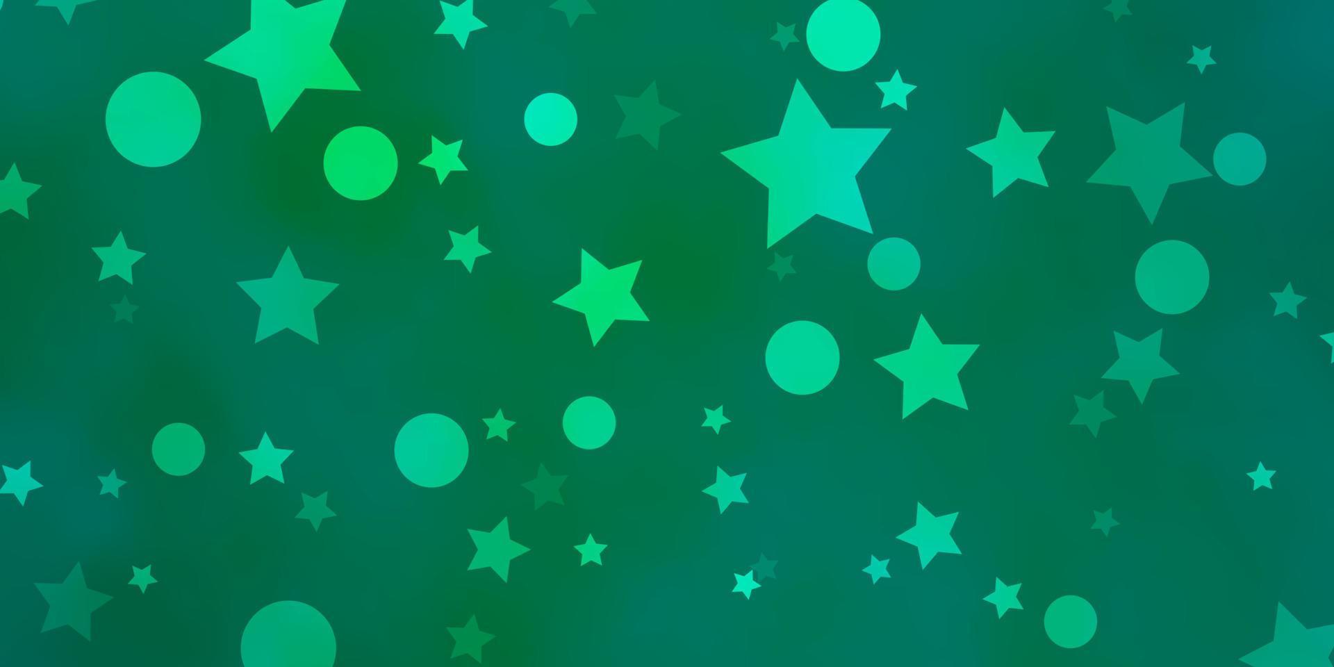 Light Green vector background with circles, stars.