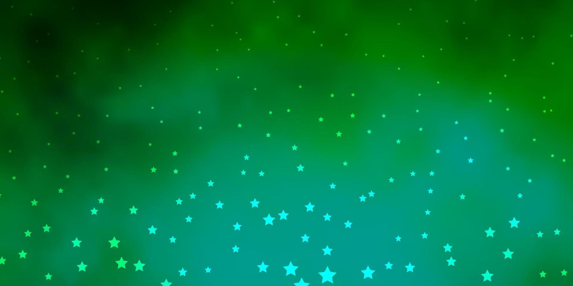 Fondo de vector verde oscuro con estrellas de colores.