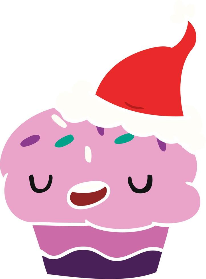 dibujos animados de navidad de cupcake kawaii vector