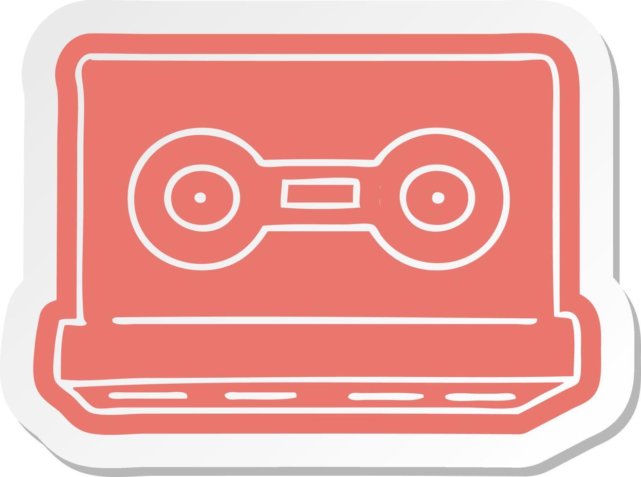 cartoon sticker of a retro cassette tape vector