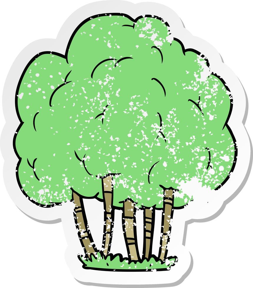 distressed sticker of a cartoon tree vector