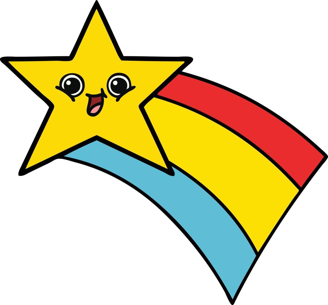 estrella del arco iris fugaz de dibujos animados lindo vector