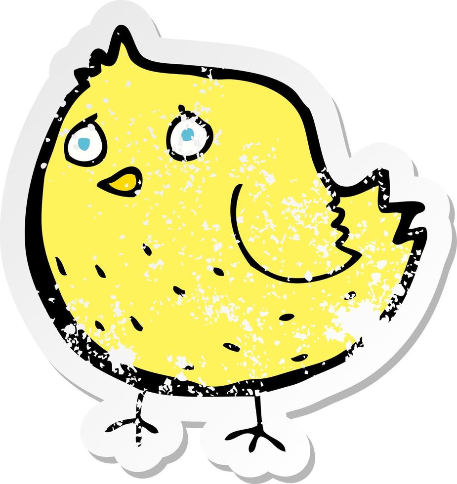retro distressed sticker of a cartoon bird vector