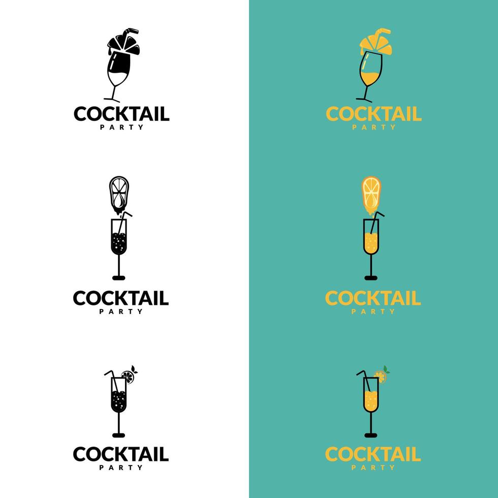 logotipo de cócteles alcohólicos. fondo de menú de diseño de fiesta de verano de cóctel vector