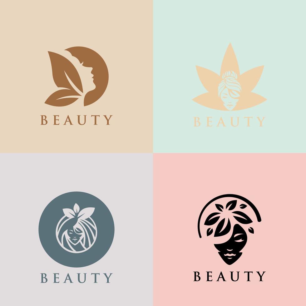 Beauty woman fashion logo. Vector abstract logo set for beauty salon, massage, magazine, cosmetic and spa.