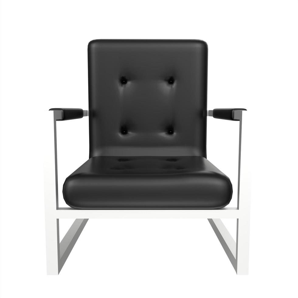 black leather armchair on white background photo