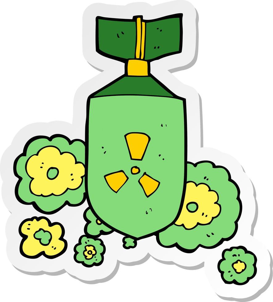 sticker of a cartoon nuclear bomb vector
