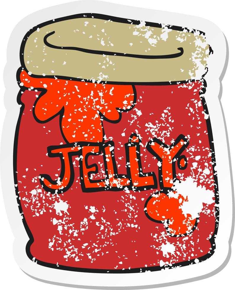 retro distressed sticker of a cartoon jar of jelly vector