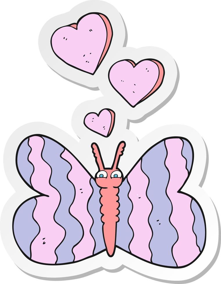 sticker of a cartoon butterfly vector