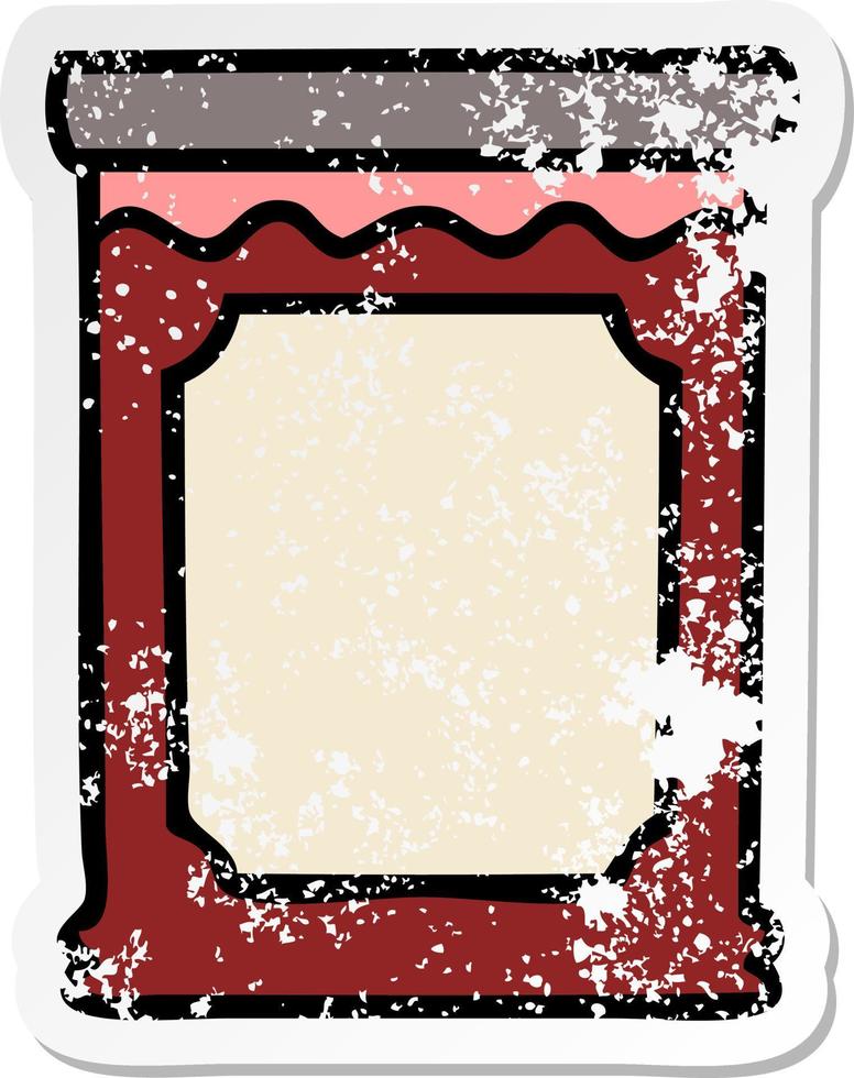 distressed sticker of a quirky hand drawn cartoon blueberry jam vector