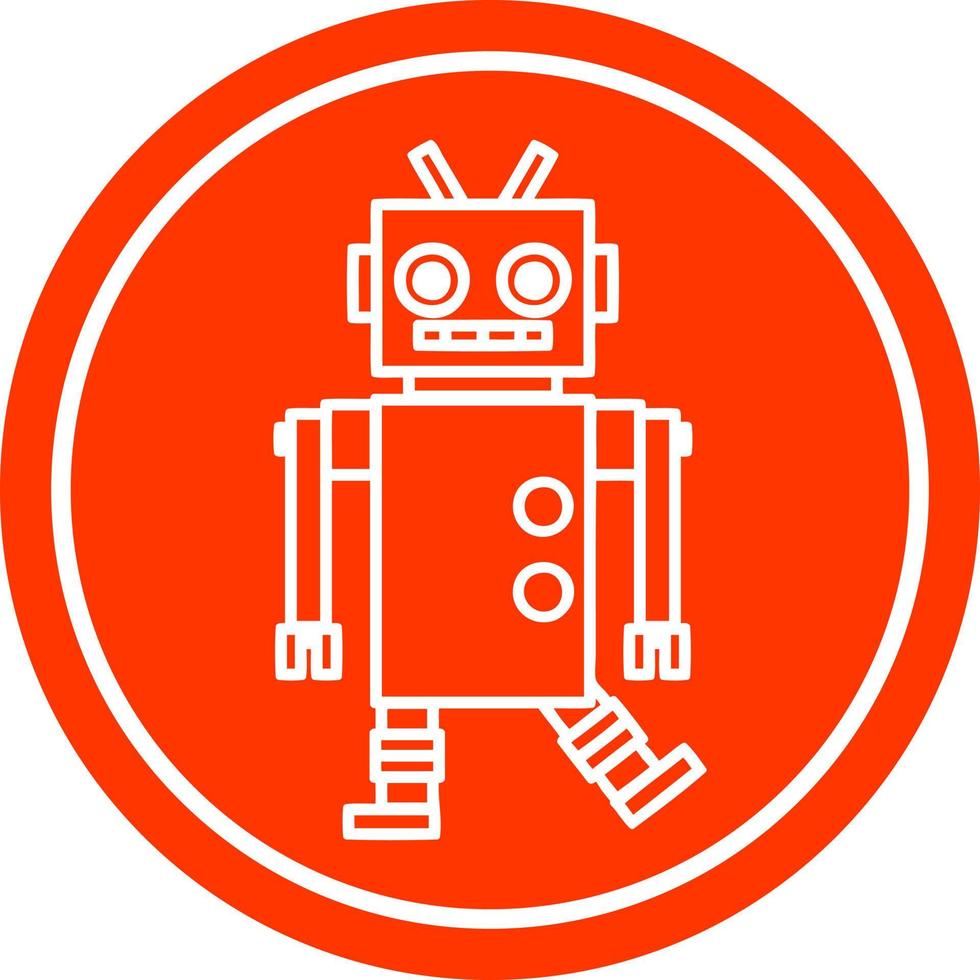 dancing robot circular icon vector