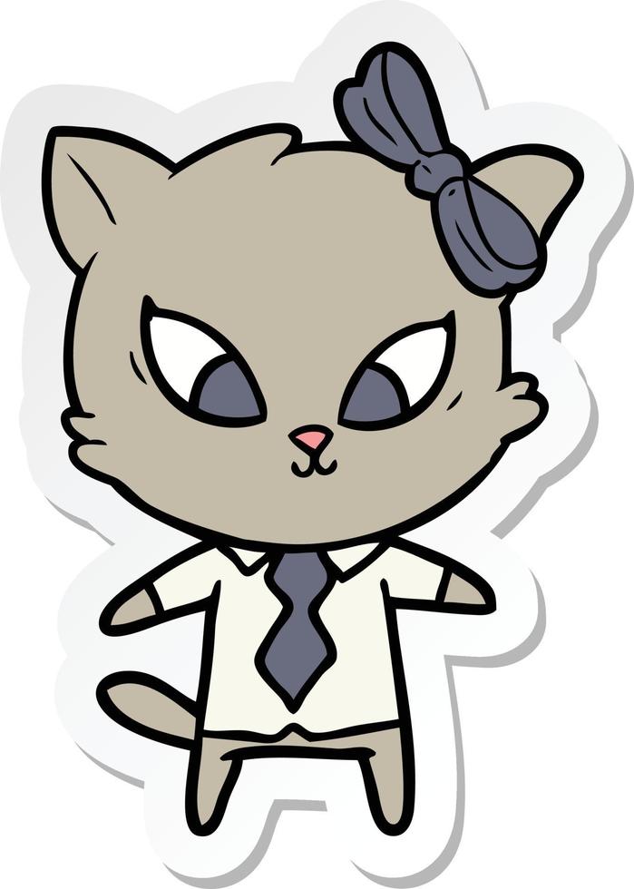 sticker of a cartoon cat vector