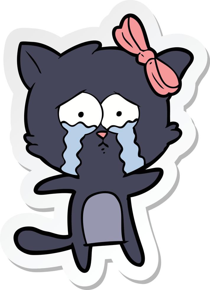 sticker of a cartoon cat vector