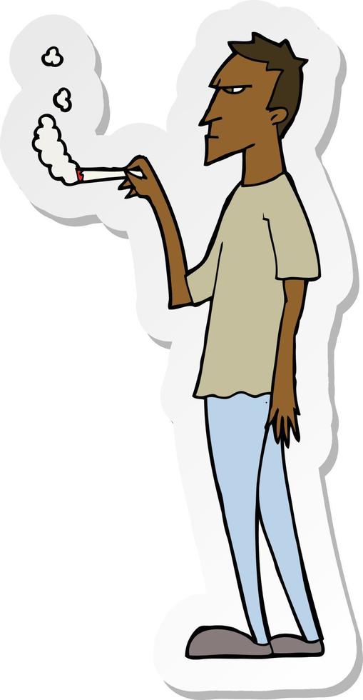sticker of a cartoon annoyed smoker vector