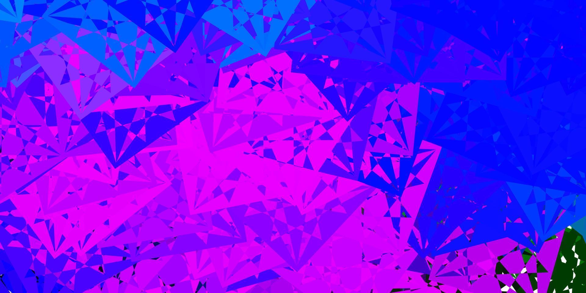 textura de vector de color rosa oscuro, azul con triángulos al azar.