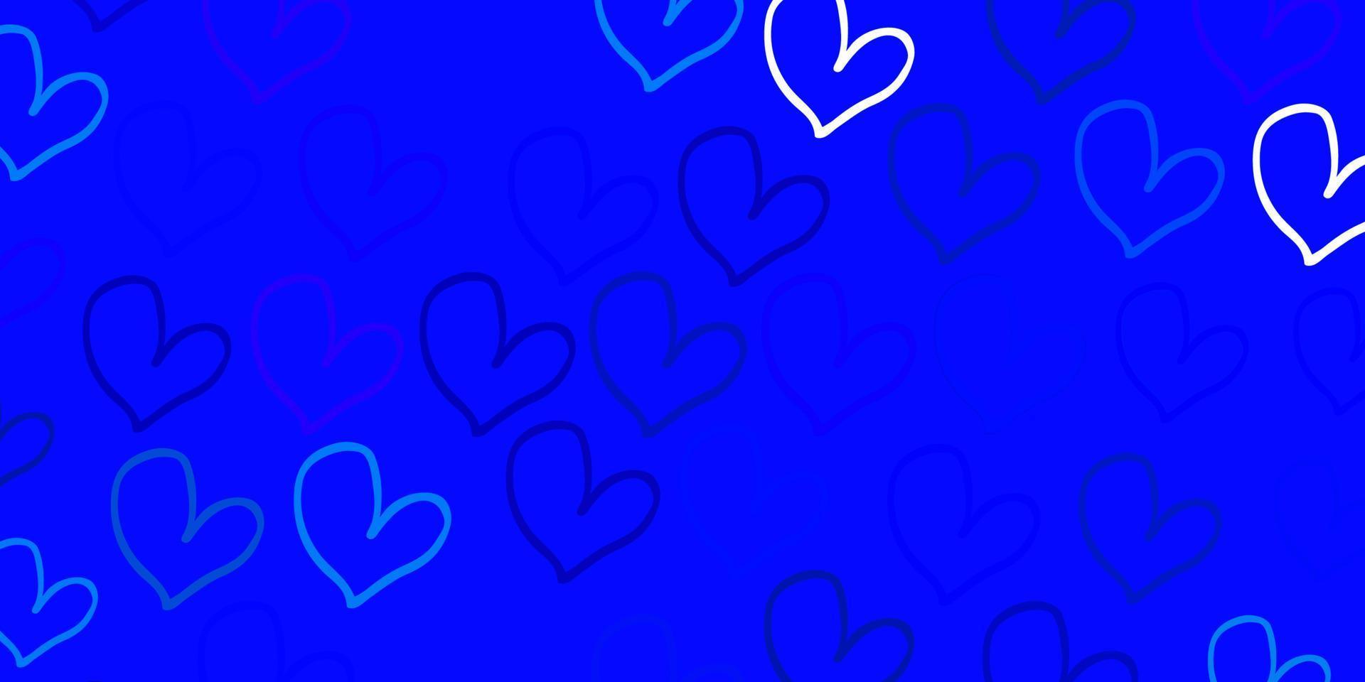 Light Blue, Green vector pattern with colorful hearts.