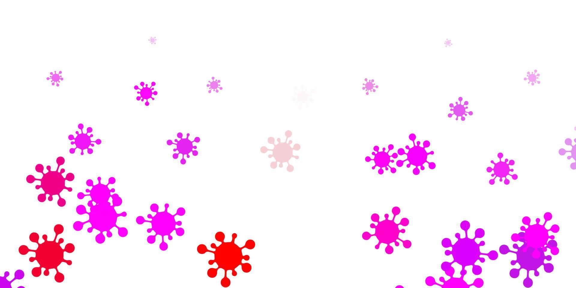 Light pink, red vector background with covid-19 symbols.