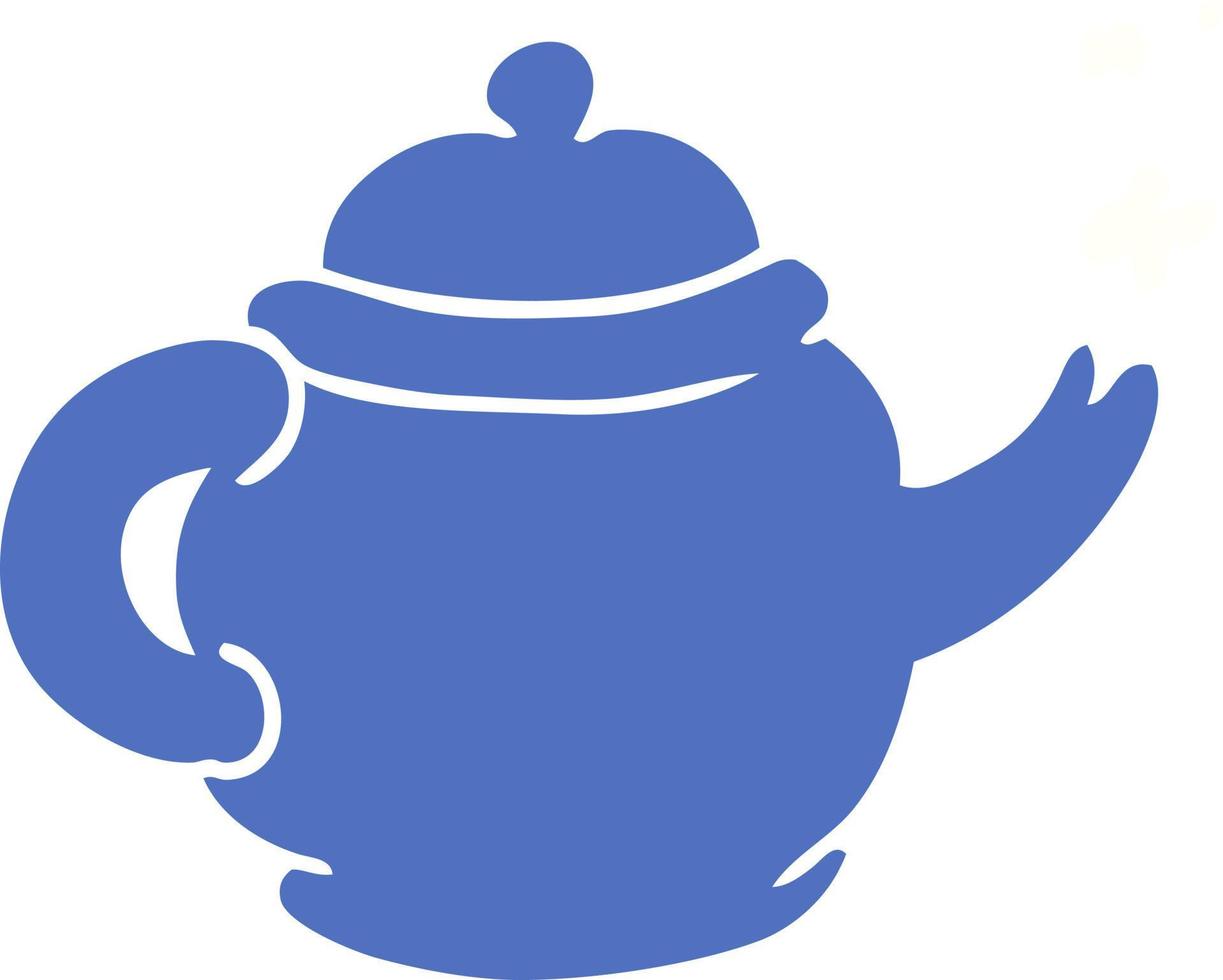cartoon doodle of a blue tea pot vector
