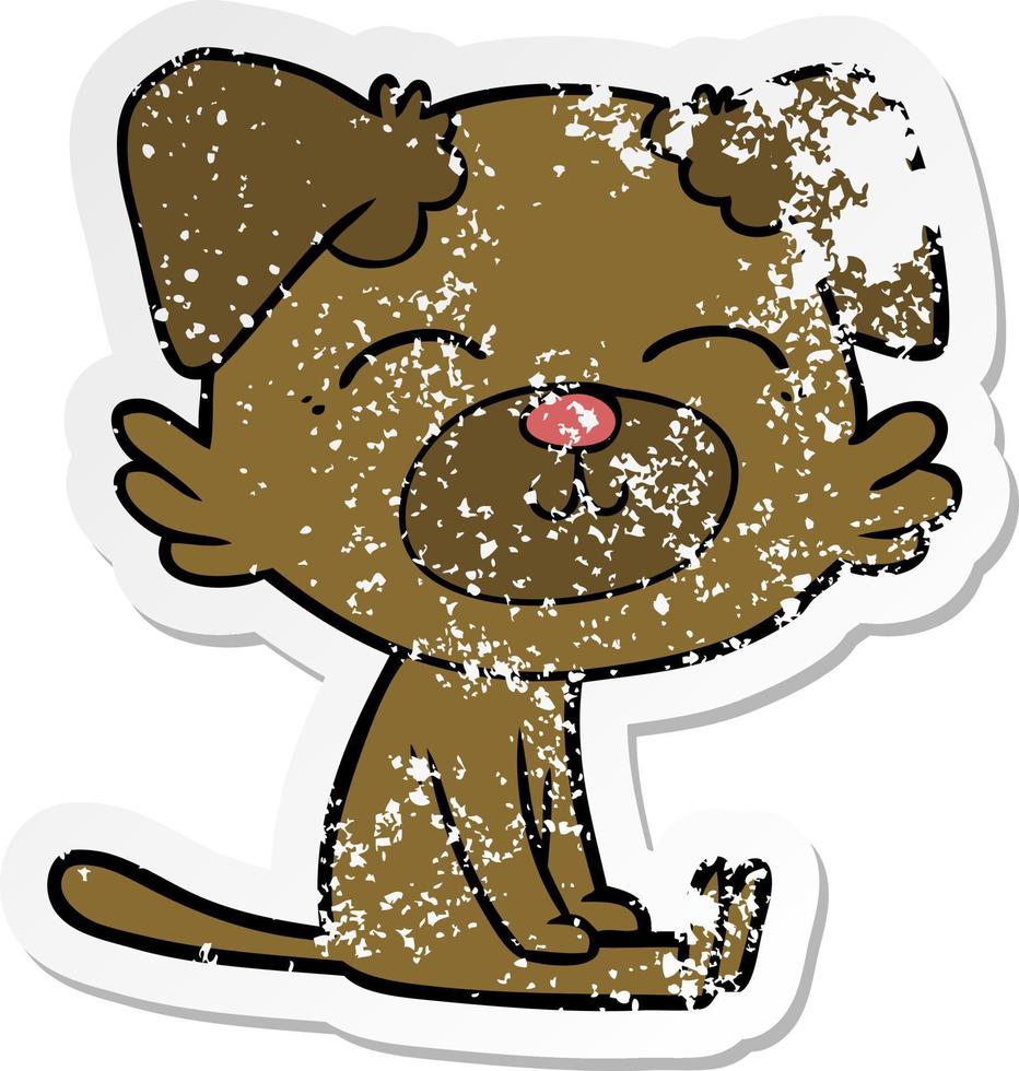 distressed sticker of a cartoon dog vector