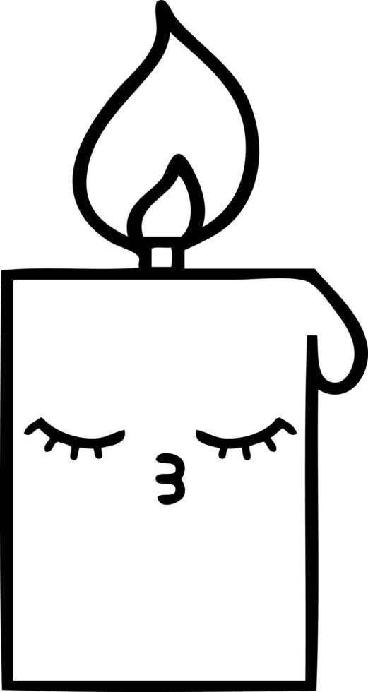 line drawing cartoon lit candle vector