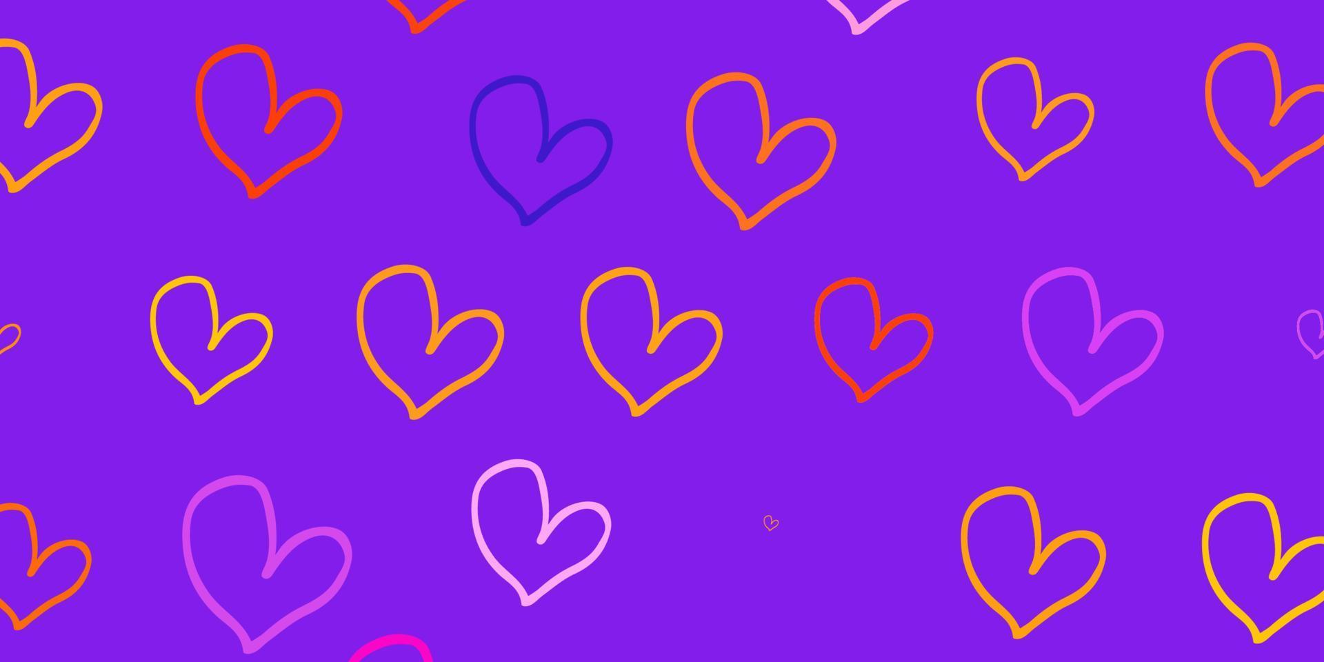 Light Pink, Yellow vector background with hearts.