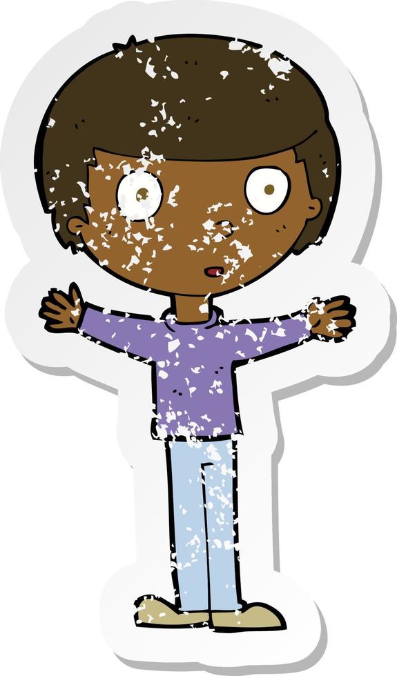 retro distressed sticker of a cartoon surprised man vector