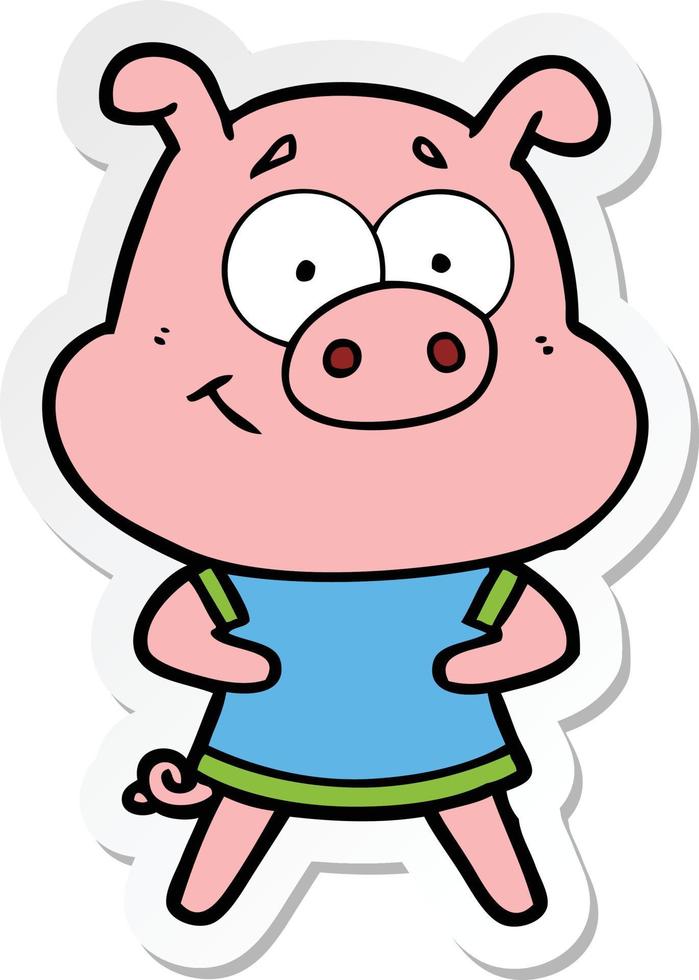 pegatina de un cerdo de dibujos animados feliz vector