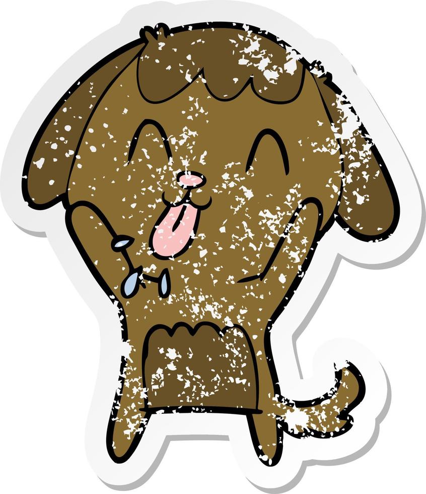 distressed sticker of a cute cartoon dog vector