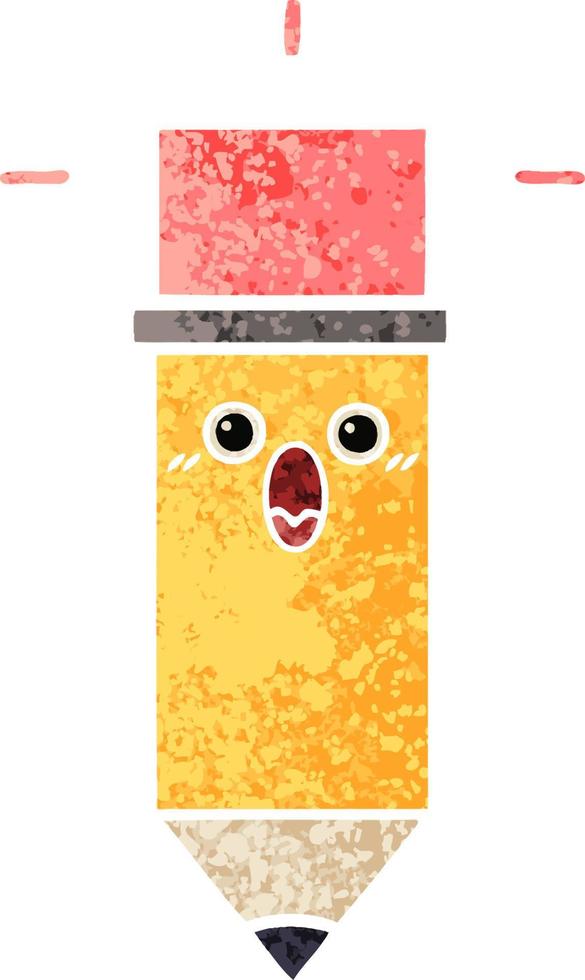 retro illustration style cartoon pencil vector