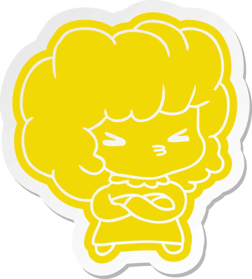 cartoon sticker of a cute cross kawaii girl vector