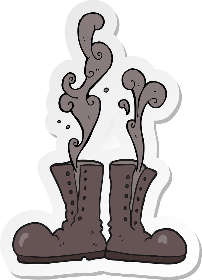 sticker of a cartoon steaming army boots vector