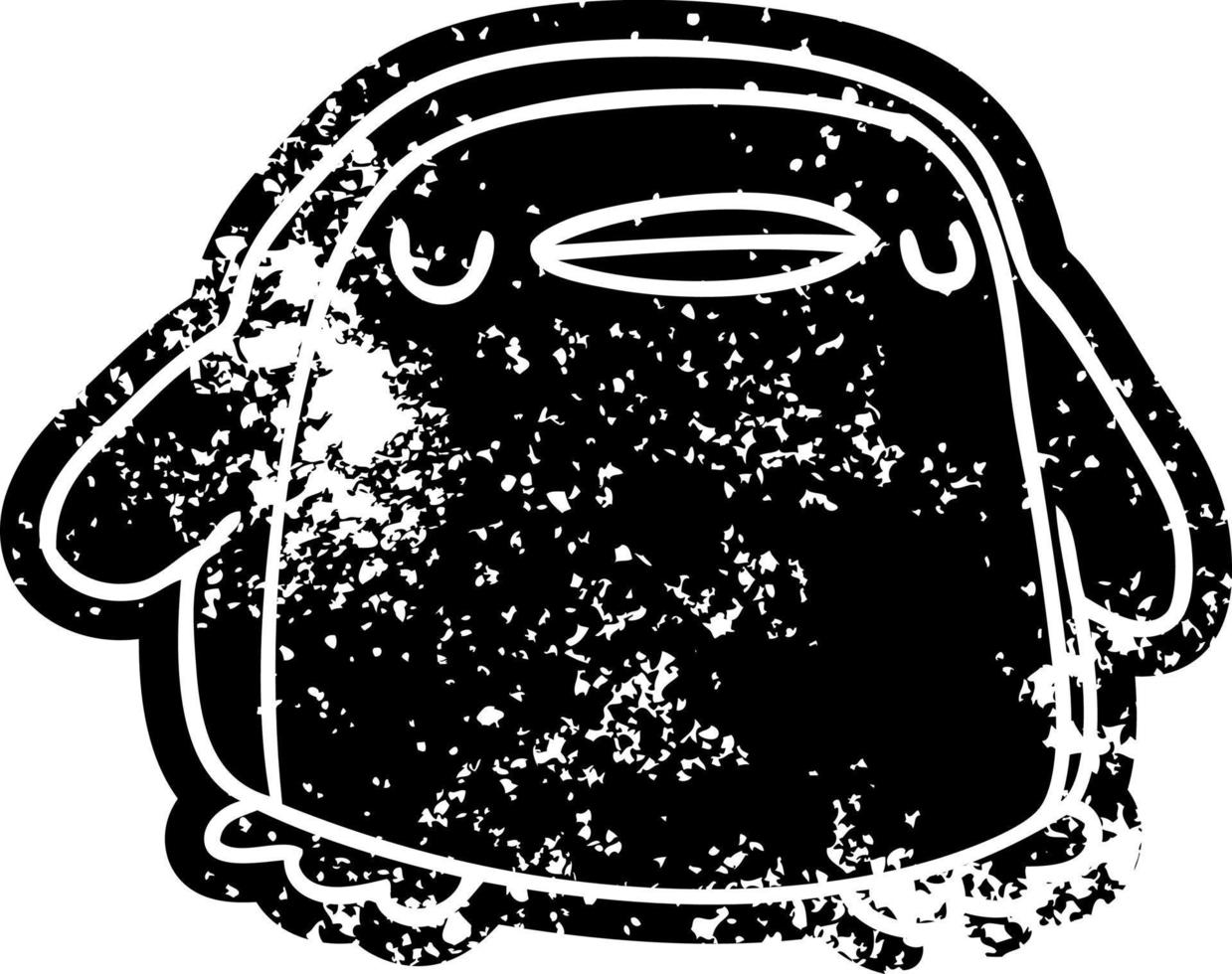 grunge, icono, kawaii, de, un, lindo, pingüino vector