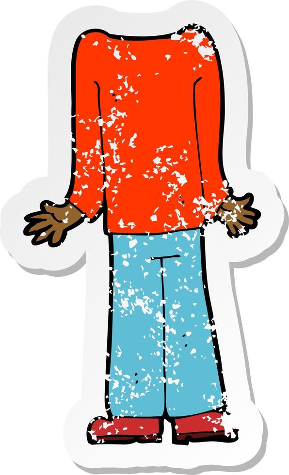 retro distressed sticker of a cartoon male body vector