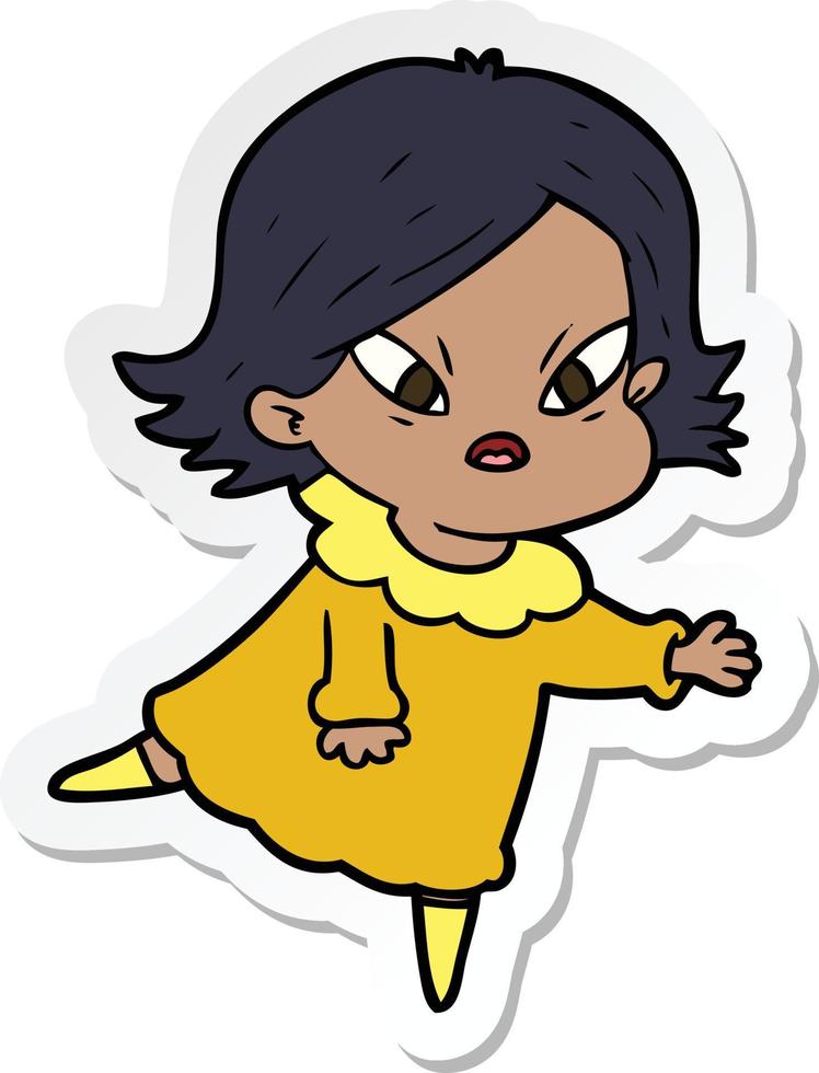 sticker of a cartoon stressed woman vector