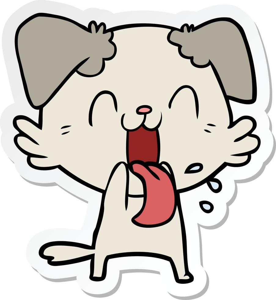 sticker of a cartoon panting dog vector