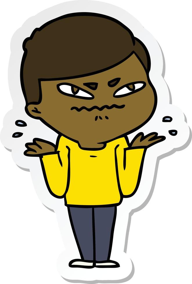sticker of a cartoon exasperated man vector